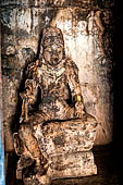 The great Chola temples of Tamil Nadu - The Brihadishwara Temple of Thanjavur. Sculptures of deities inside eastern wall of the colonnaded cloister. 